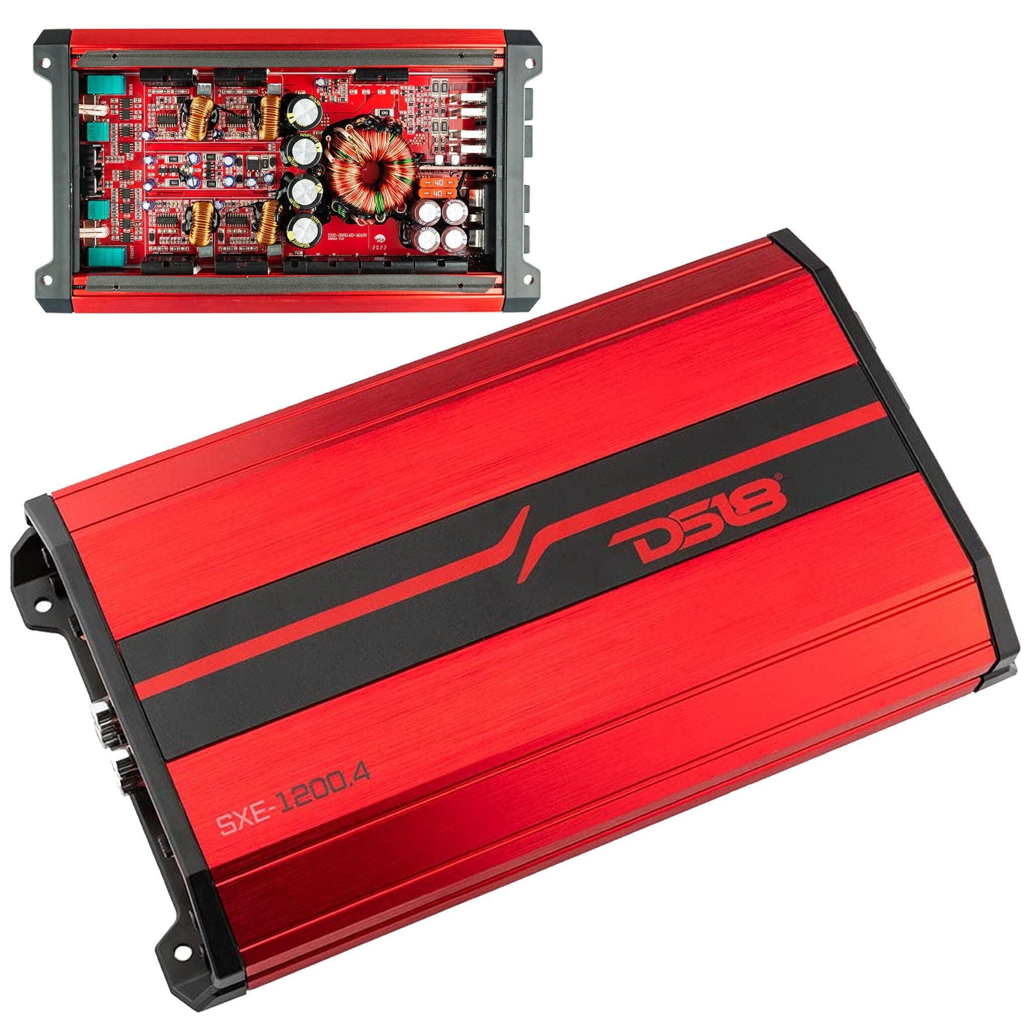DS18 SXE-1200.4/RD 1200W Peak 4-Channel Class-A/B Full-Range Car Audio Amplifier