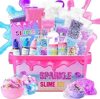 inksbui Confetti Slime Kit, Sparkling, Glimmer, Crunchy, Foam, Jelly Cubes Slime, Stress Relief Toys, Party Favors for Kids, for Girl Boys 6 7 8 9 10 11 12