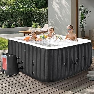 NAIZEA Inflatable Hot Tub - Outdoor Hot Tubs 4 to 6 Person, Portable Blow Up Spa Square Portable Hot Tub, 130 Soothing Bubble Air Jets, Cover, 2 Filter, 240 Gallon