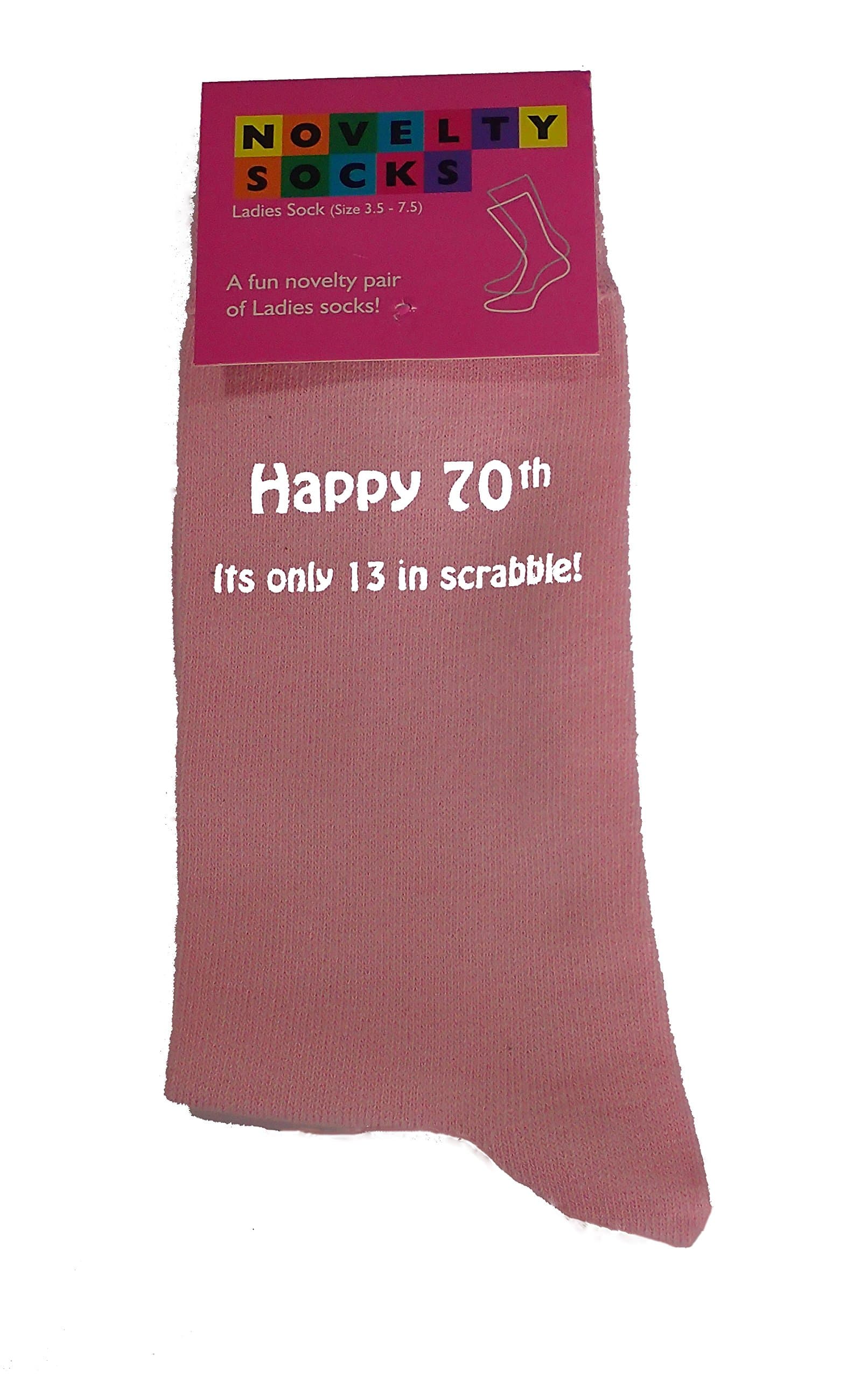 OWN MAKEHappy its only 13 in Scrabble Printed 80th 70th Ladies Pink Socks Birthday Gift