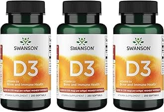 Vitamin D3 5,000 IU Bone, Immune, and Heart Health Supplement for Sun-Deprived Adults Seeking Bone, Immune, and Heart Support - 125 mcg Cholecalciferol (250 Softgels, 3 Pack)