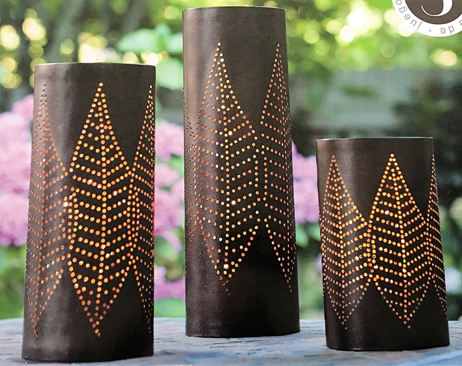 Lighted Tabletop Pillars - Set of 3 - 17.9", 14" & 10"