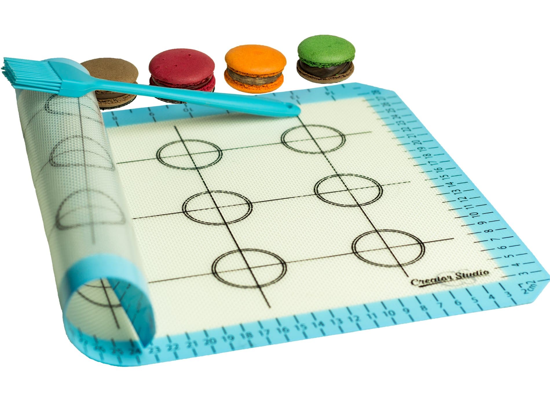 Creator Studio Non-Stick Silicone Baking Sheet For Cookies & Dough-Half Sheet Baking Liner With Measurements- 16.5’’ x 11’’Reusable Cooking Mat-Risk-Free Construction- With Silicone Brush!