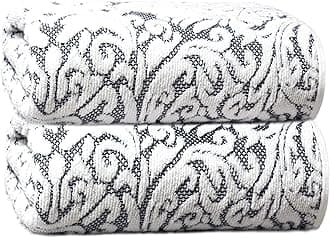 Oversized Bath Sheet - 2 Pack XXL 32x89 - Premium Cotton Sculpted Medallion Jacquard Terry 7 Foot Extra Large Beach Blanket Towel Sheet - Big & Tall - 630 GSM Soft Absorbent Luxury - Navy