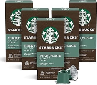 Starbucks by Nespresso Original Line, Pike Place, Medium Roast Coffee, 50-count Espresso Pods