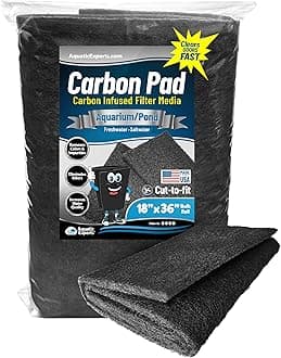 Aquarium Carbon Pad – Cut‑to‑Fit Carbon Infused Filter Pad Media for Crystal Clear Fish Tanks and Ponds, 3/8"–1/2" Thick (18 Inch Width, 36 Inch Long)