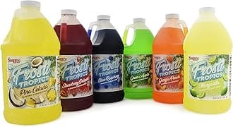 Snappy Frosti Tropics Mix & Match Slushie Syrups, Pick Any 6 Slushie Mixes, Slushie Mix for Frozen Drink Machine, Slushy Syrups for Granita, Slush Mix for Smoothie Blends, 1/2 Gallon