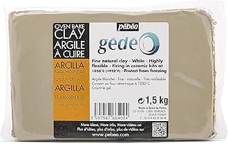 Pébéo - Gédéo White Clay for Firing, 1.5 kg - Pottery, Modelling the Human Body, Sculptures - Red Clay for Burning in Pottery Oven