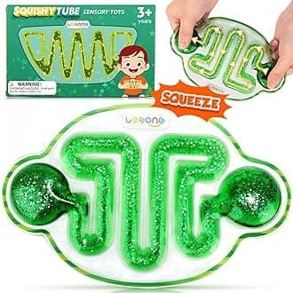 LESONG Fidget Squishy Sensory Toys for Kids Toddlers: Fidget Sensory Tube Filled Goo, Glitter, Autism Sensory Toys for Autistic Children Calm Down Anxiety, Classroom Prizes, Goodie Stocking Stuffers