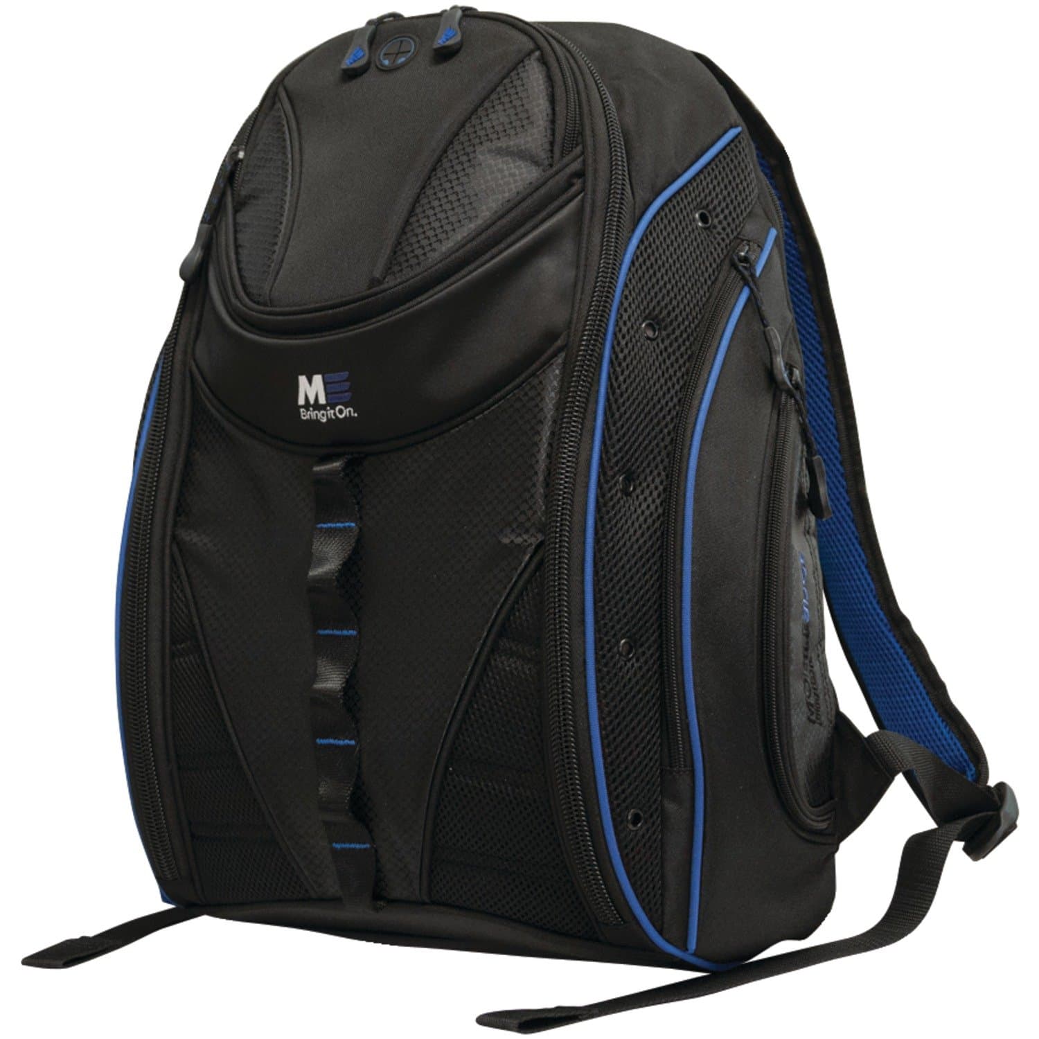 Mobile Edge ​​Express 2.0 Laptop Backpack for Men and Women, Compatible with PC and Mac Laptops 16-17 Inch, Travel Work Business Computer Bag, MEBPE32, Black with Royal Blue Trim