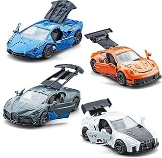 KIDAMI Racing Cars Toy Vehicles Set, Die Cast Metal Toy Cars Sports Car with Pull Back & Doors Openable for Toddlers, Boys, Girls’ Educational Play, Birthday Gift