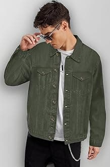 Urbano Fashion Men's Regular Fit Washed Full Sleeve Denim Jacket