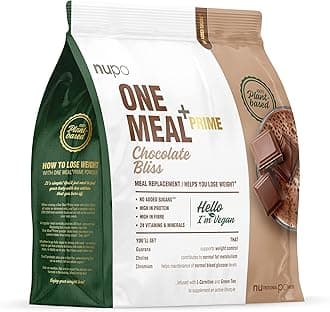 One Meal + Prime Vegan Powder - Chocolate Bliss I Tasty meal replacement shakes for a balanced diet plan I High in protein I No added sugars I 24 vitamins and minerals I 360g