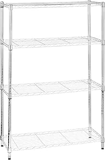 Amazon Basics 4-Shelf Adjustable, Heavy Duty Storage Shelving Unit (158.5 kgs loading capacity per shelf), Steel Organizer Wire Rack, Chrome (91.4 x 35.5 x 137.1 centimeters)