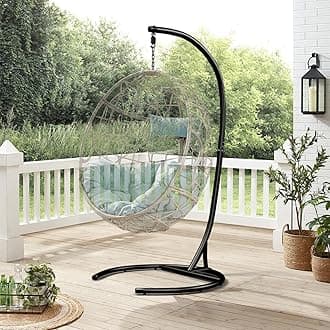 Hammock Stand Only Max 300lbs Hammock Chair Stand Only Heavy Duty Hanging Chair Stand Only 360 Degree Rotation C Stand Frame for Egg Chair Indoor Outdoor Porch Swing, Black