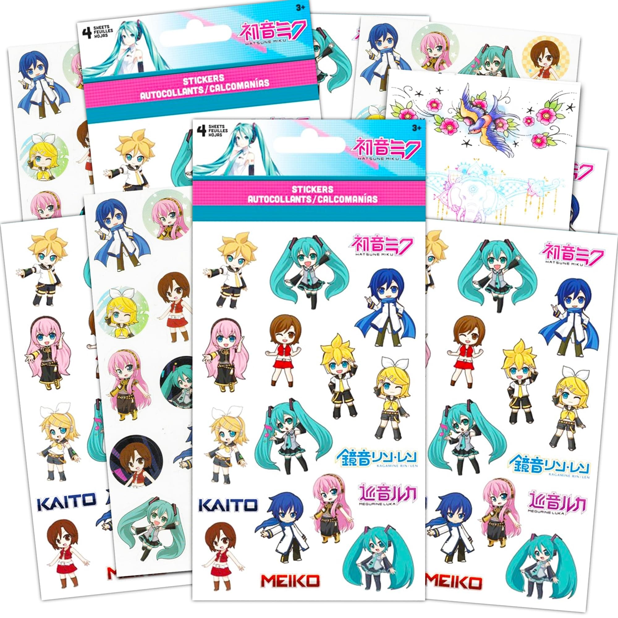 Miku Hatsune Stickers Party Favors Set - Bundle Includes 8 Sheets of Stickers with Bonus Puffy Animal Stickers ( Party Favors)