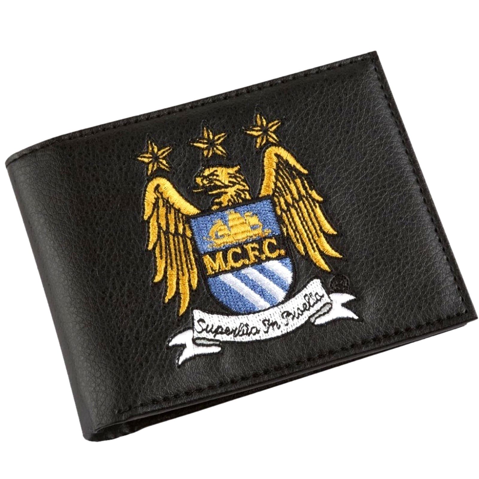 Manchester City Crest Embroidered Leather Wallet - Multi-colour