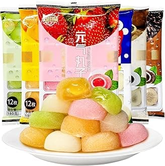 Japanese Mochi 38 oz(6 Pack) 6 Flavors Mix Dango Rice Cake Daifuku Candy Bits Nuggets Snack Asian Delicious Unburdened Dessert for Kids through Adult