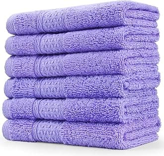Wash Cloths Cotton Facecloths, Large Face Cloths 6 Ultra-Soft Washcloths for Bathroom and Guestroom, Fade-Resistant Face Towels 13 by 13 Inches (Lavender)
