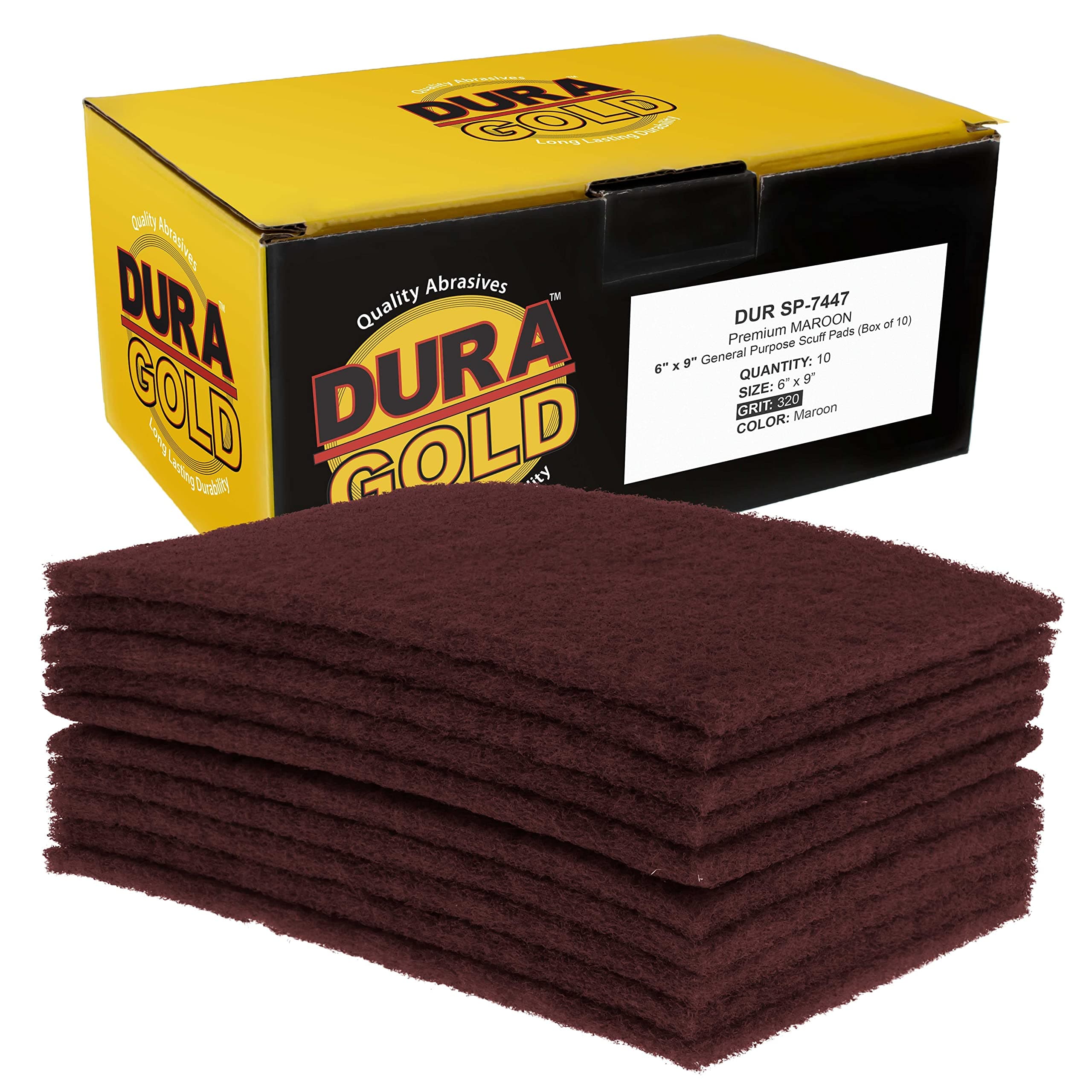 Premium 6" x 9" Maroon General Purpose Scuff Pads, Box of 10 - Scuffing, Scouring, Sanding, Paint Primer Prep Adhesion Scratch - Surface Preparation Automotive Car Auto Body Woodworking Wood
