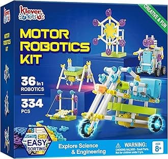 JOVA Klever Kits 36-in-1 Motor Robotic Kits, Make Your Own Kids Craft Kits Educational STEM Toys for Ages 8-13 Boys and Girls, Science Gifts for 8 Years Old