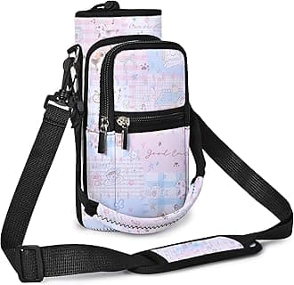 AUPET Water Bottle Sling Bag Sleeve Holder Carrier 25/32/40/64 oz,Insulated Crossbody Water Bottle Case Cover with Strap and Pockets for Men/Women Walking Hiking (Lucky Dogs, 25oz)