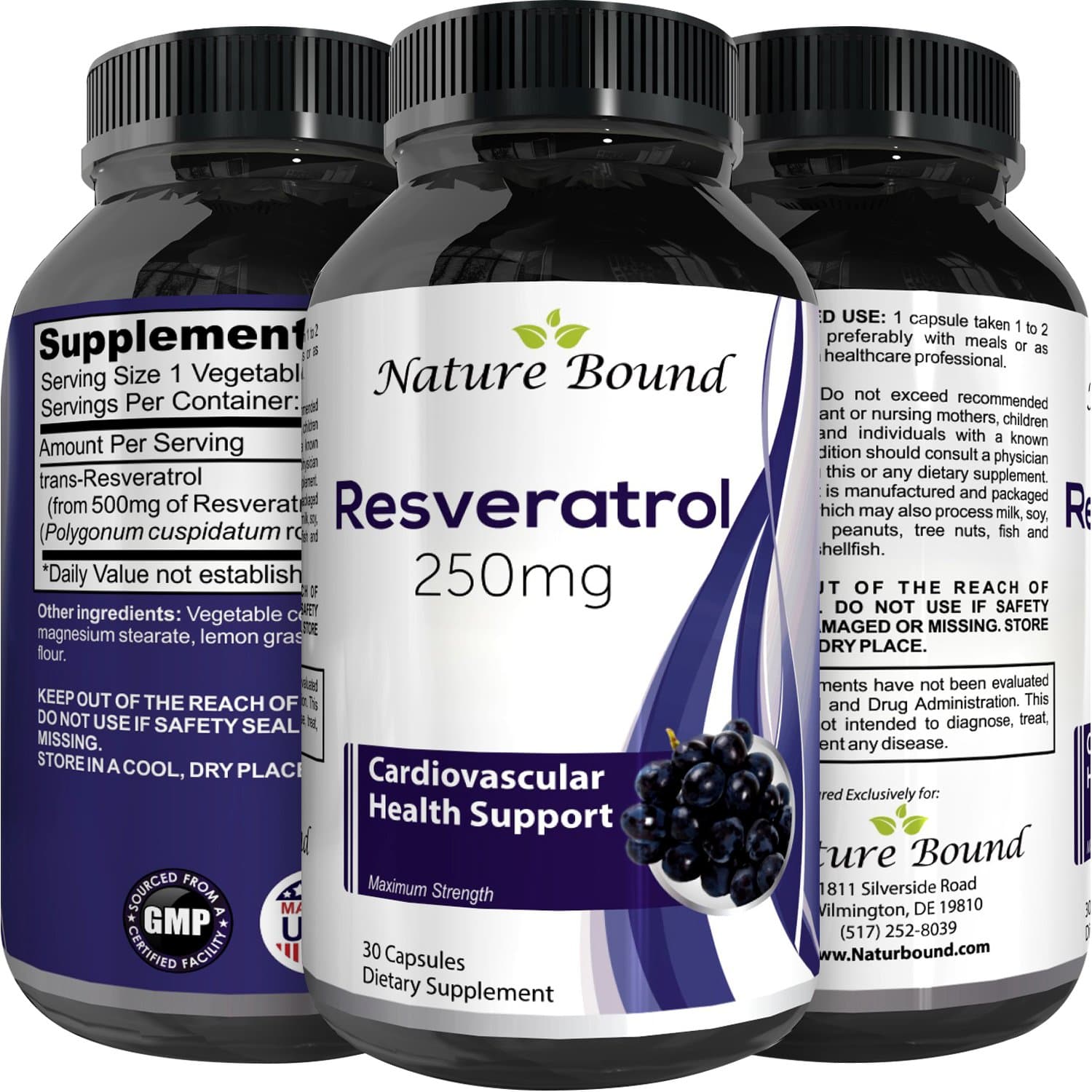 High Potency Resveratrol Root Supplement + Pure Grape Seed Extract - Premium Capsule Pills - Anti Aging - Maximum Strength Antioxidant - Supplement For Health & Skin Care - Women & men by Nature Boun