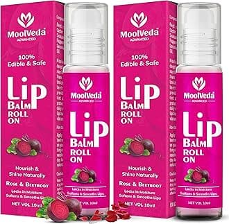 - Lip Balm Roll on with beetroot rose & 100% edible ingredients & no chemicals, Pack of 2, 10ml