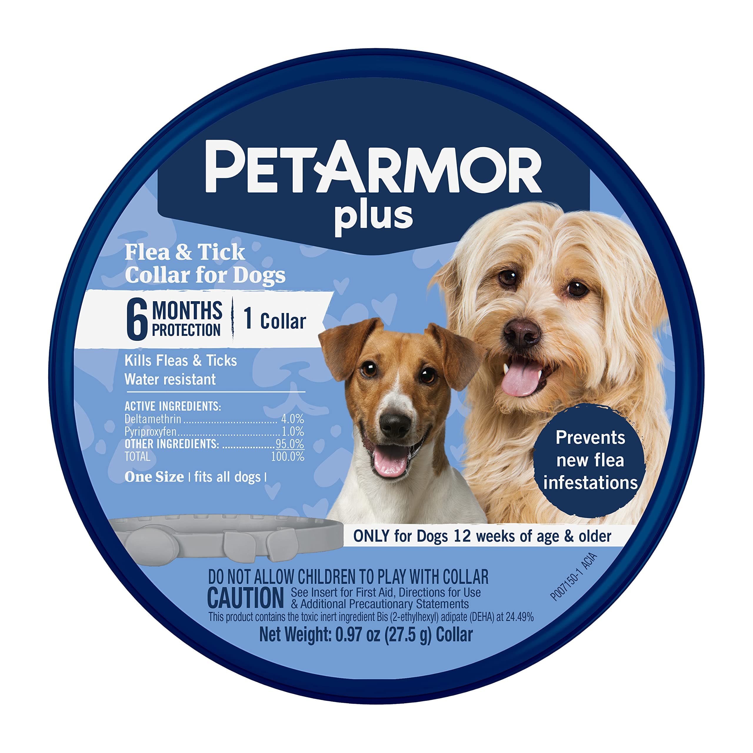 Plus Flea & Tick Collar for Dogs, Kills Fleas & Ticks, Long Lasting Protection for 6 Months, Water Resistant, One Size Fits All, 1 Collar