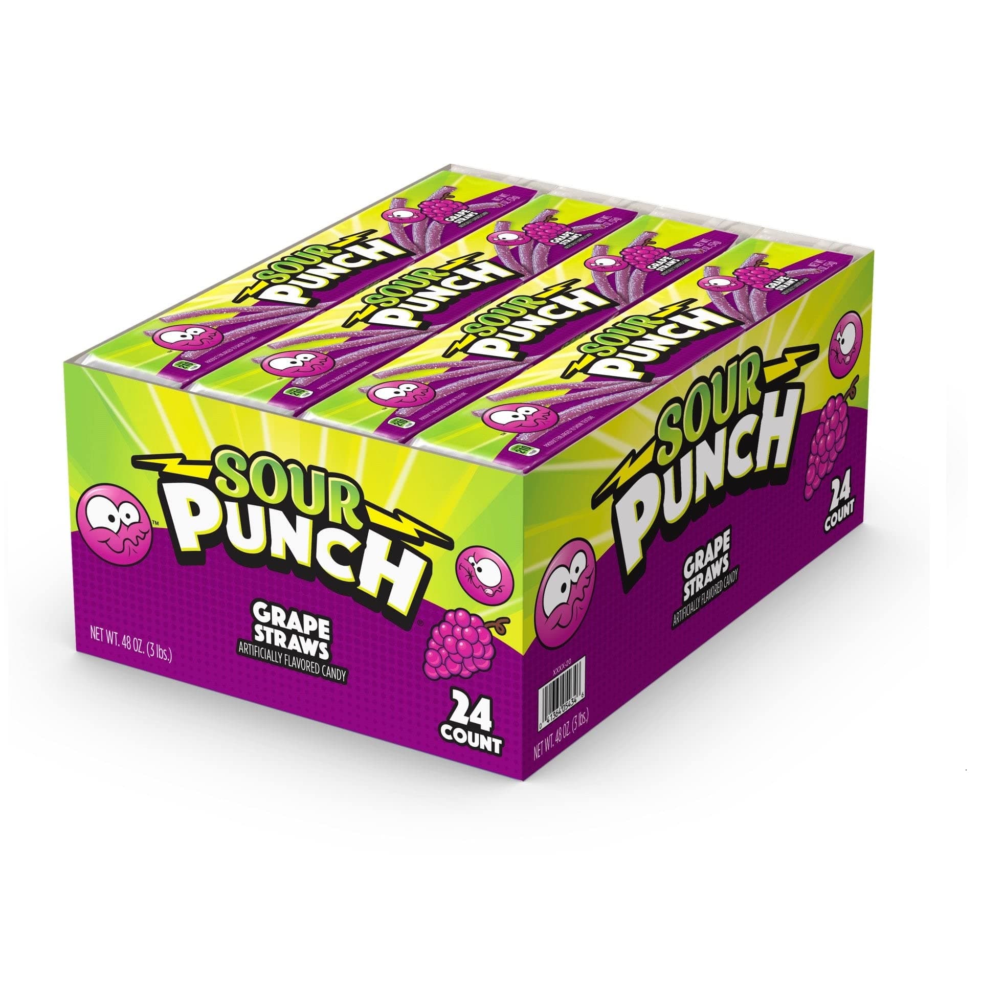American Licorice Sour Punch Grape Straws Case of 24