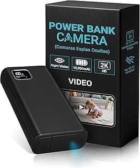2K HD Small Security Camera with Motion Detector, Power Bank with Night Vision Gravity Sensor, Loop Recording, 10000mAh for Home Mini Camera with 64G SD Card, No App Required, No Audio