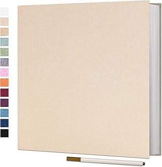 Photo Album Self Adhesive 4x6 5x7 3x5 8x10 10x12 Scrapbook Album DIY Scrap Book with A Metallic Pen (13"x12.6" 60 Pages, Beige)