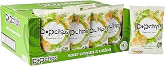 Sour Cream and Onion Popped Potato Chips 23 grams (Pack of 24) Popped not Fried, No Artificial Flavours or Colours, Suitable for Vegans