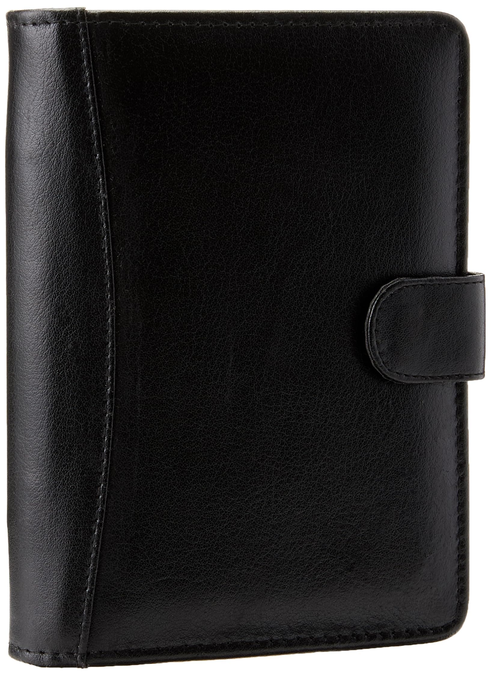 A6 Leather Personal Organiser with Strap - Black 2022