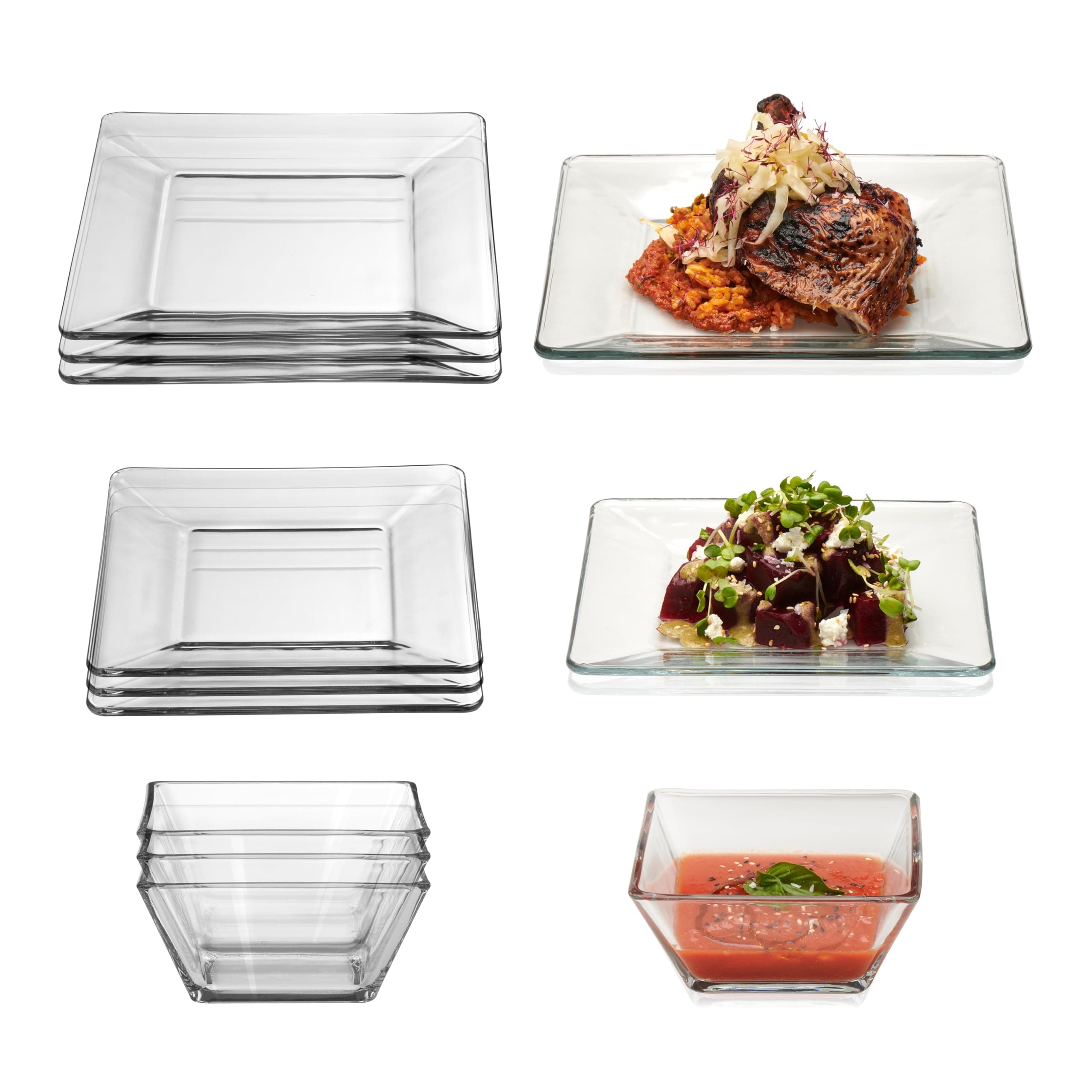 Libbey Tempo 12-Piece Glass Dinnerware Set, Service for 4