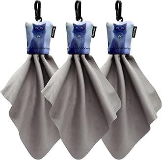 SPUDZ Classic Microfiber Lens Cleaner – Clip-On Pouch, Washable – for Binoculars, Scopes, Glasses, Screens | Cat, 6 x 6 Inch (3-Pack)