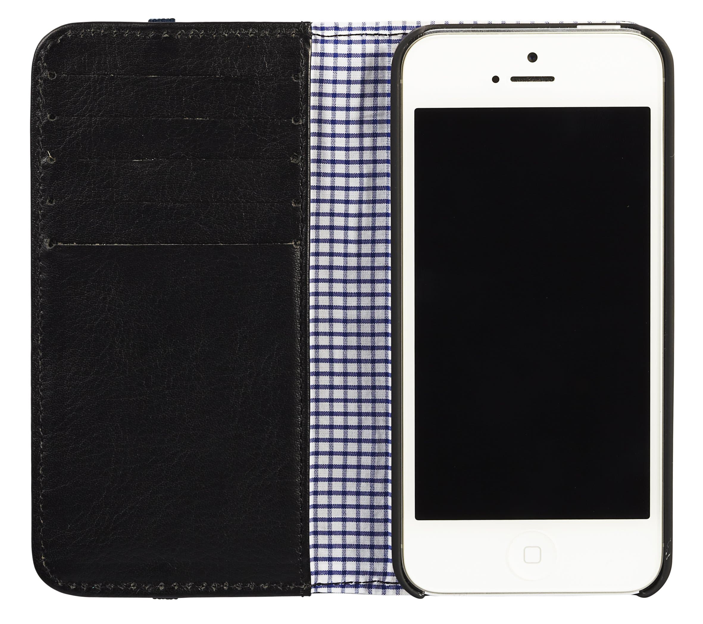 Toffee iPhone SE Case, iPhone 5S Case, iPhone 5 Case Genuine Leather Wallet Case Slim Flip Cases Cover, Credit Card Slots, Magnetic - Black