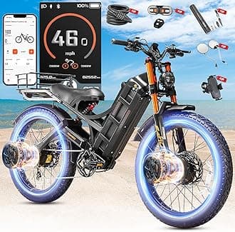 eAhora Romeo Pro 2/3 34-50Mph Electric Bike for Adults, 1600/2500/4000/5600W Dual Motor Ebike 48-60V 60-80Ah Battery 100-235 Mile Long Range, 26*4.0"/20*4.5" Fat Tire, Full Suspension, All Terrain