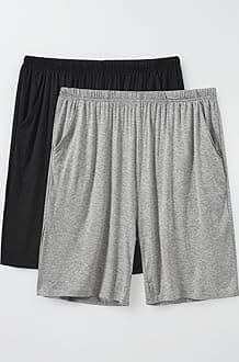 JINSHI Menââ‚¬â„¢s Cotton Sleep Shorts Casual Ultra Soft Lounge Pajama Shorts 2 Pack(L,Black/Grey)