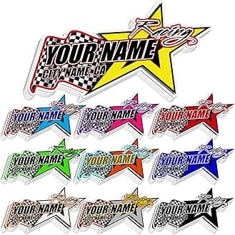 Custom Racing Name Sticker – Personalized Vinyl Decal with Star and Checkered Flag – Waterproof and UV Resistant Transparent - for Helmet, Go Kart, Trailer, Toolbox, Laptop – Gift for Kid Girl Boy