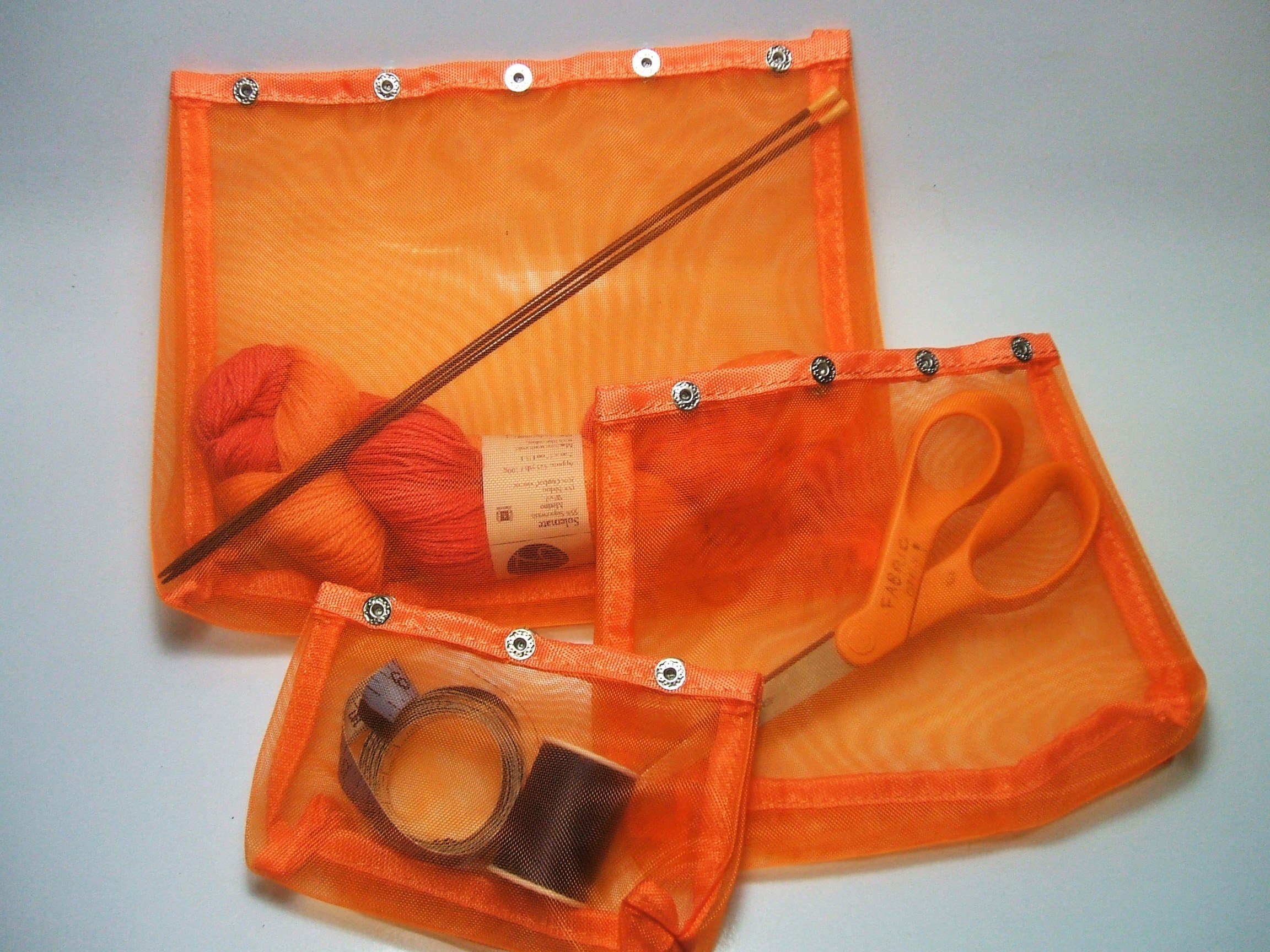 Namaste Oh Snap Set 3 Pumpkin Spice Orange Mesh Sewing Knitting Bags