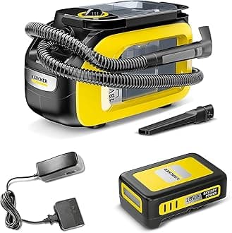Karcher SE 3-18 Compact Cordless Vacuum Cleaner (Integrated Spray Hose, Extra Washing and Crevice Nozzle for Upholstery Cleaning, 75 mm Width, Flush Function, Car Cleaning, with Battery and Charger)
