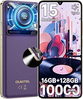 OUKITEL C60 Unlocked Cell Phone Android 15-10000 mAh Battery 16GB +128GB/1TB TF Android Phones, 6.88”HD+ Display 13MP Camera 110dB Speaker Smartphone, 120LM Flashlight/OTG/Fingerprint/4G Dual SIM