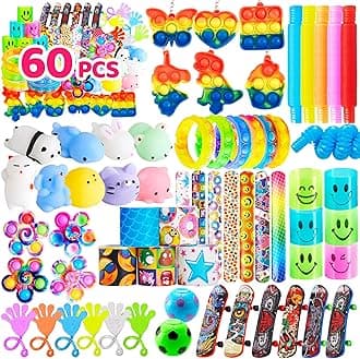 JOYIN 60 Pcs Party Favors for Kids, Fidget Toys Pack, Sensory Toy, Easter Goodie Bags Fillers for Birthday Party,Prizes in Bulk for School, Pinata Stuffers, Classroom Prizes, Treasure Box Toys