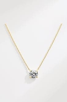 PAVOI 14K Gold Plated Swarovski Crystal Solitaire 1.5 Carat (7.3mm) CZ Dainty Choker Necklace | Gold Necklaces for Women