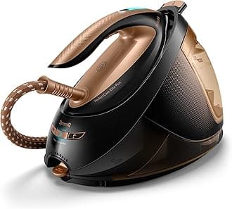 PerfectCare Elite Plus Steam Generator Iron for Large Family Basket Loads, with OptimalTEMP: No Fabric Burns Guaranteed, 8 Bar, 600 g Steam Boost - Black/Gold - (GC9682/86)