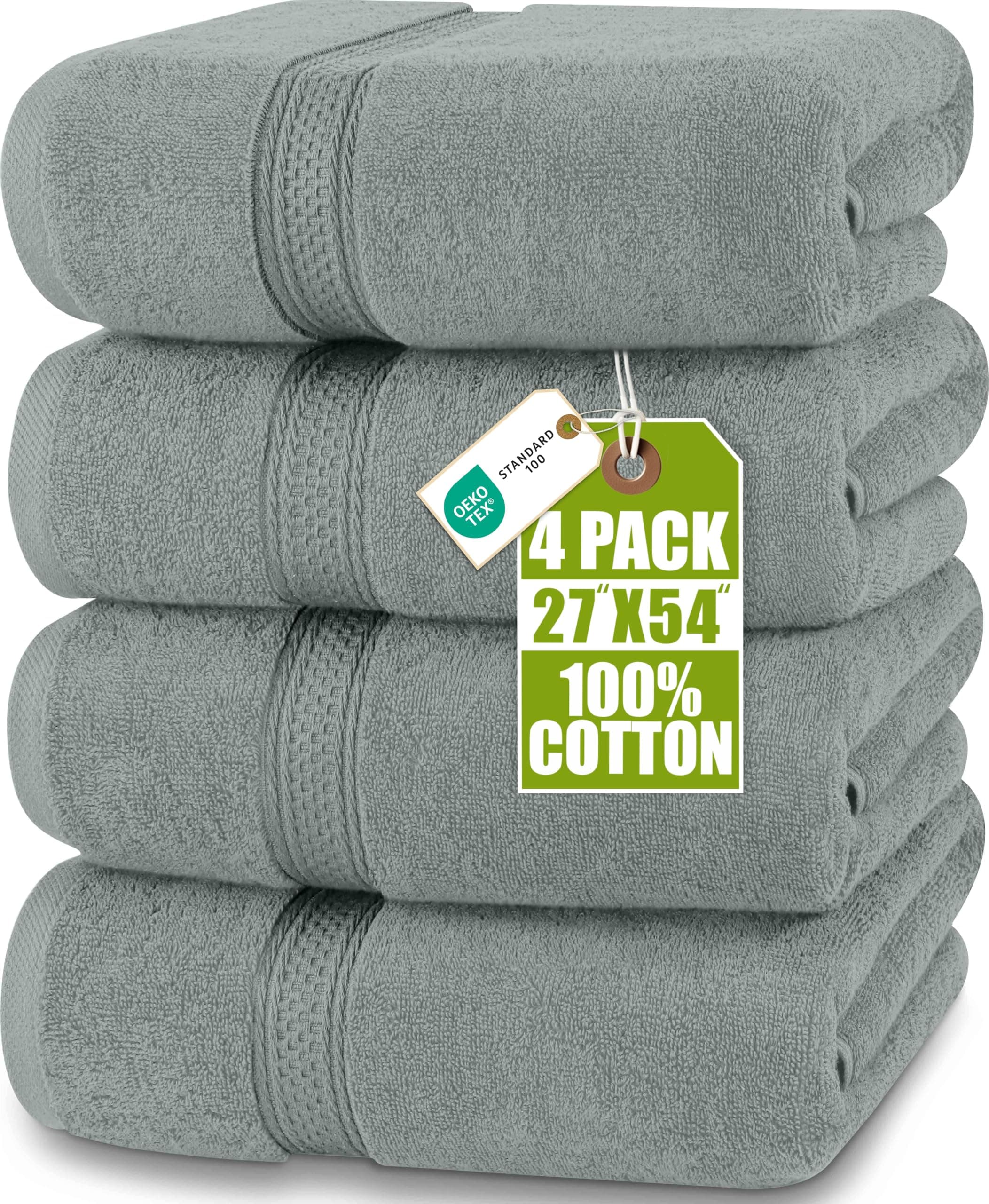 Utopia Towels 4 Pack Premium Bath Towels Set, 27 by 54 Inches, 100% Ring Spun Cotton 600GSM, Lightweight and Highly Absorbent Quick Drying Towels, Perfect for Daily Use, Cool Grey