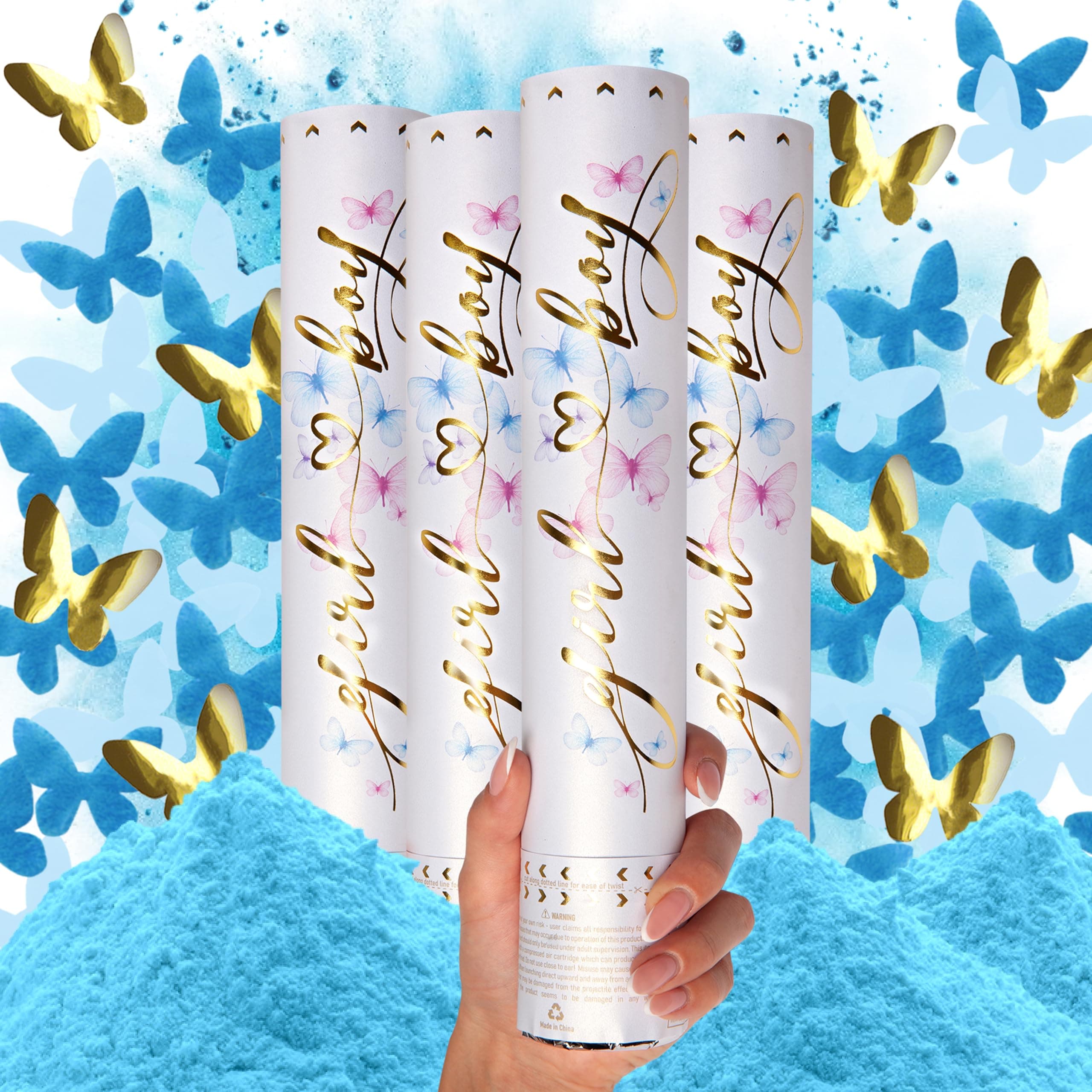 Butterfly Confetti & Powder Cannons - 4 Pack