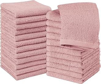 Utopia Towels 24 Pack Cotton Washcloths Set, 100% Ring Spun Cotton, Premium Quality Flannel Face Cloths, Highly Absorbent and Soft Feel Fingertip Towels, Dusty PinkOEKO-TEX STANDARD 100