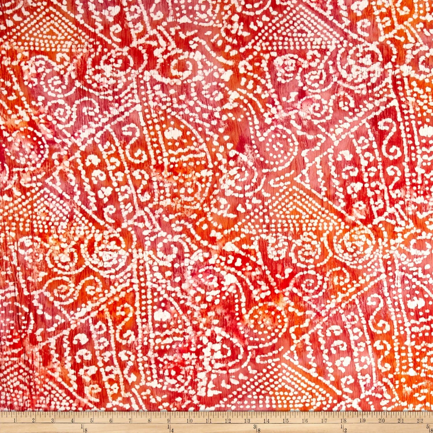 Textile Creations 0456374 Indian Batik Crinkle Cotton Print Ethnic Patchwork Orange/Pink Fabric by the Yard